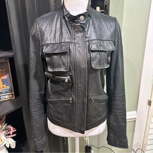 Isabel Lu Black Leather Moto Jacket – Size S